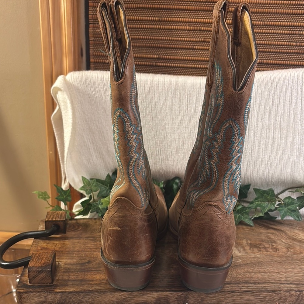 Nocona Brown and Blue Heeled Boots - Picture 4 of 8